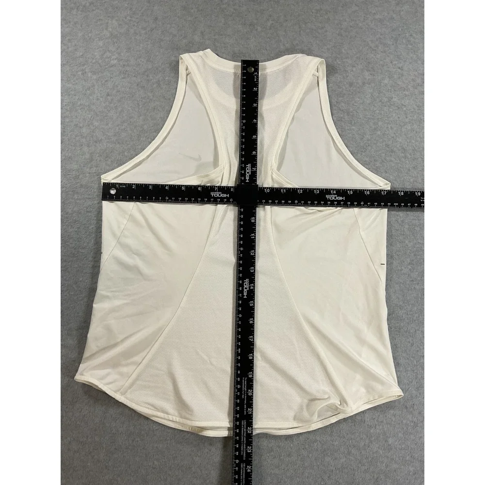 Nike Women Dri-FIT Running Tank Top White Mesh Racerback Reflective Small 2415